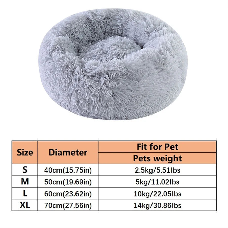 CloudNest donut bed in grey with size chart